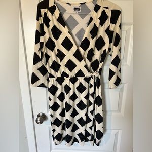 MUD PIE Black & White Faux Wrap Dress